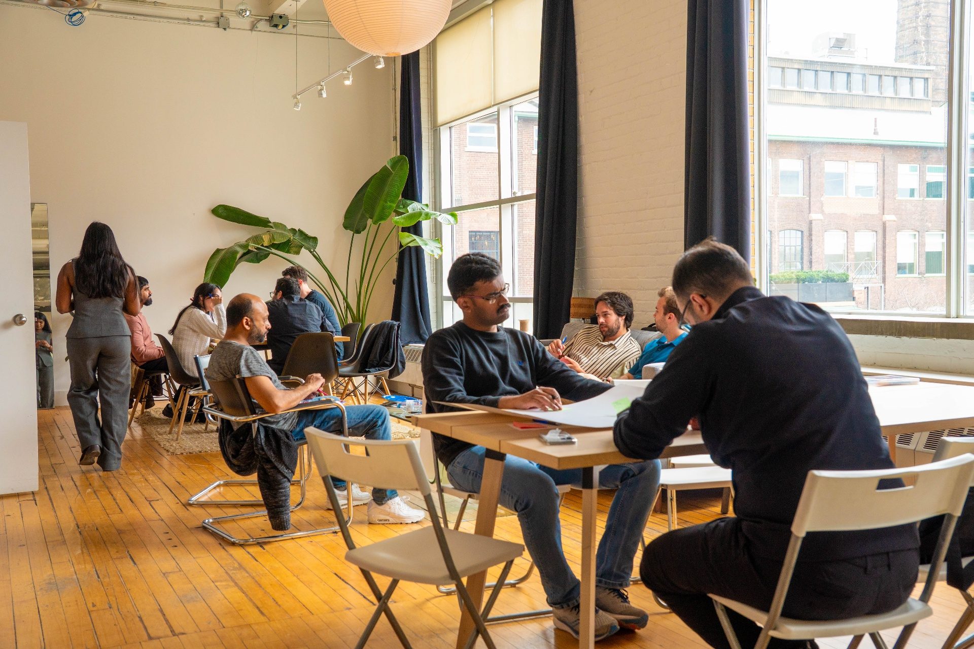 Workshop session in a sunlit loft space